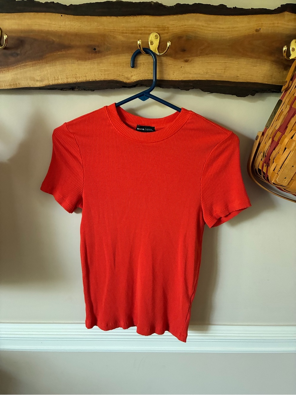 Prana Foundation Short Sleeve Ribbed Tee in Orange Small S